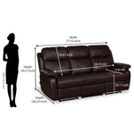 Carolina 3 Seater Sofa with 2 Manual Sofa Recliners- Brown