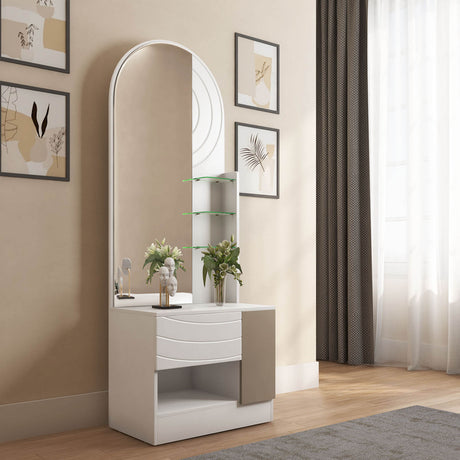 Nilkamal Cassini Dresser with Mirror (White)