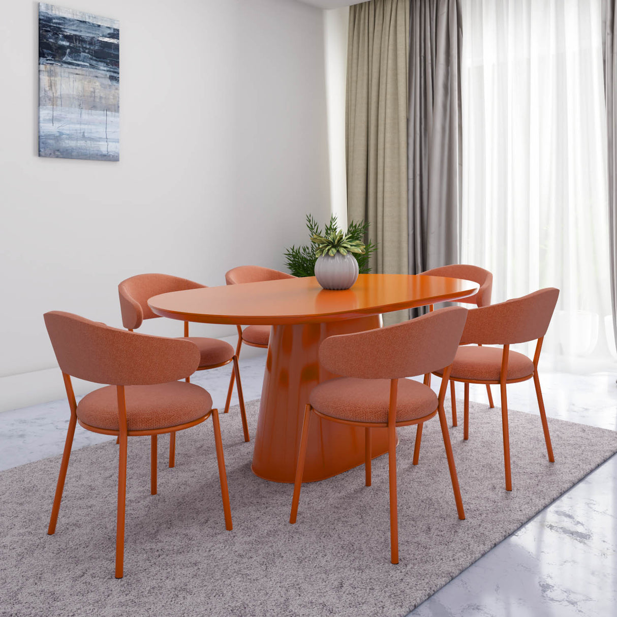 Nilkamal Clarice 6 Seater Dining Set (Rust)