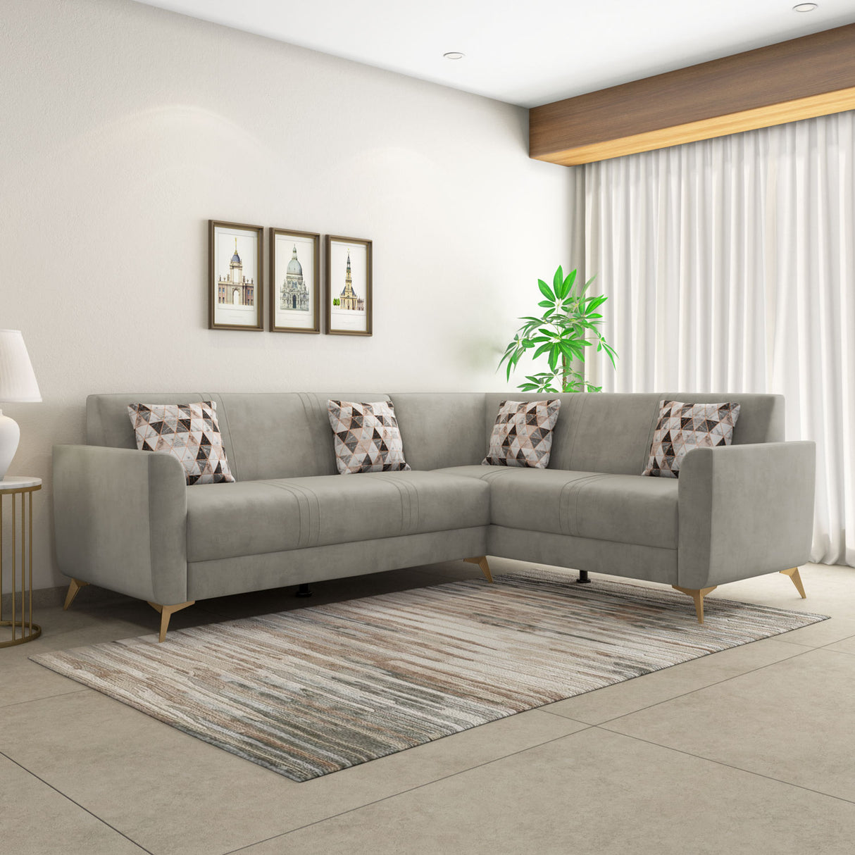 Copper Corner Sofa- Beige