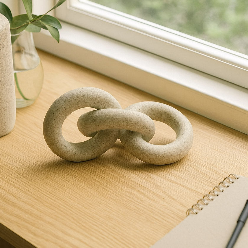 Decorative Chain Polyresin Table Décor Large Showpiece- Sand Brown