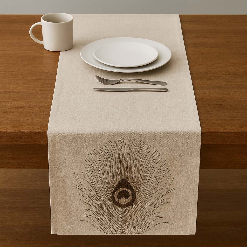 Moorpankh Pattern Table Runner- Beige and Gold