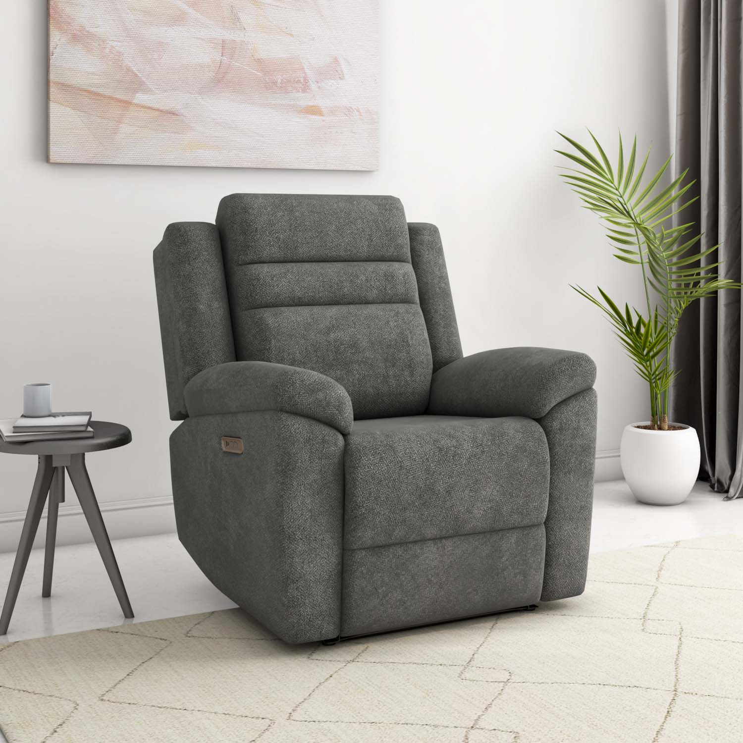 Divo 1 Seater Electric Sofa Recliner with USB Port- Slate Grey