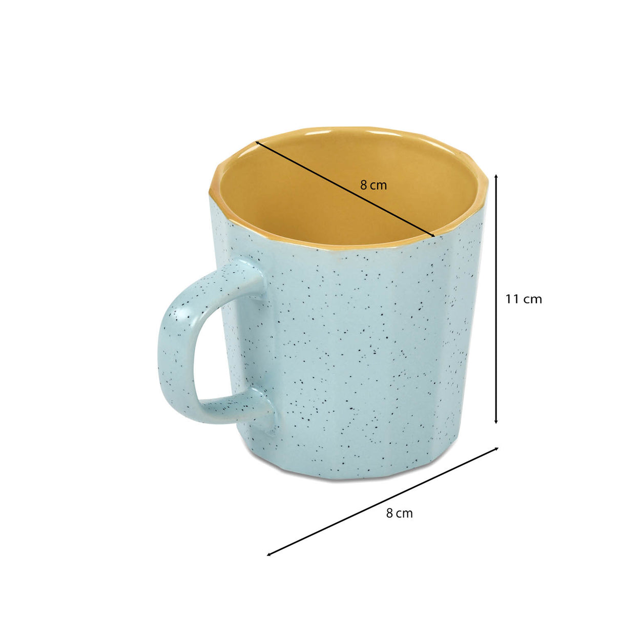 Porcelain Coffee Mug Set of 6- Blue and Yellow