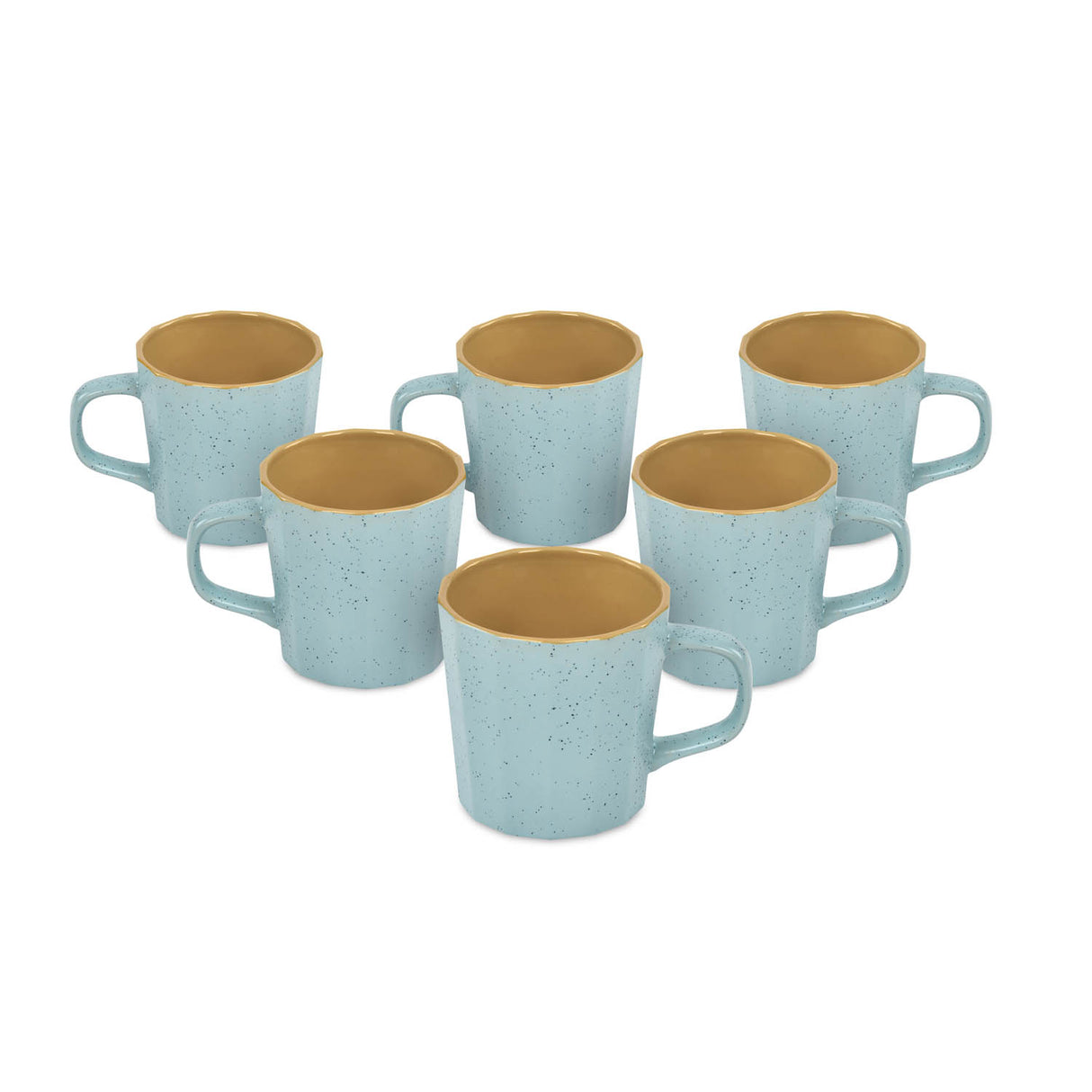 Porcelain Coffee Mug Set of 6- Blue and Yellow