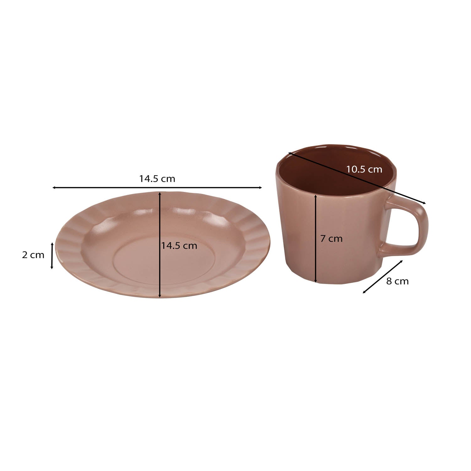 Porcelain Cup and Saucer Set of 6- Lilac