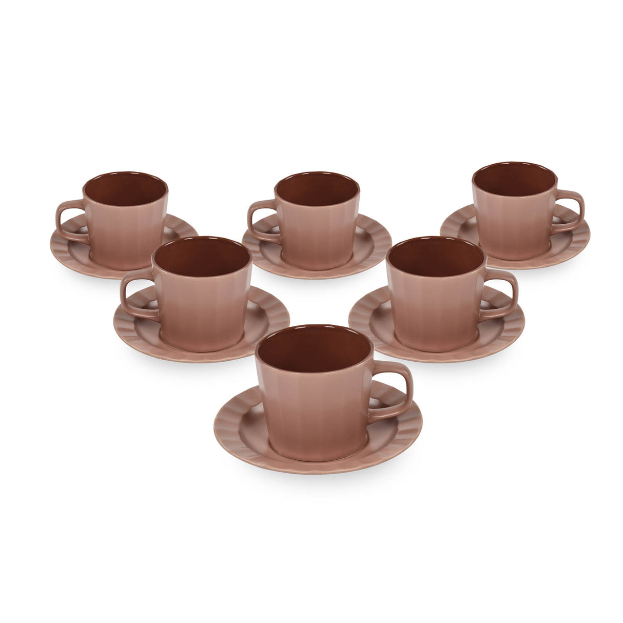 Porcelain Cup and Saucer Set of 6- Lilac