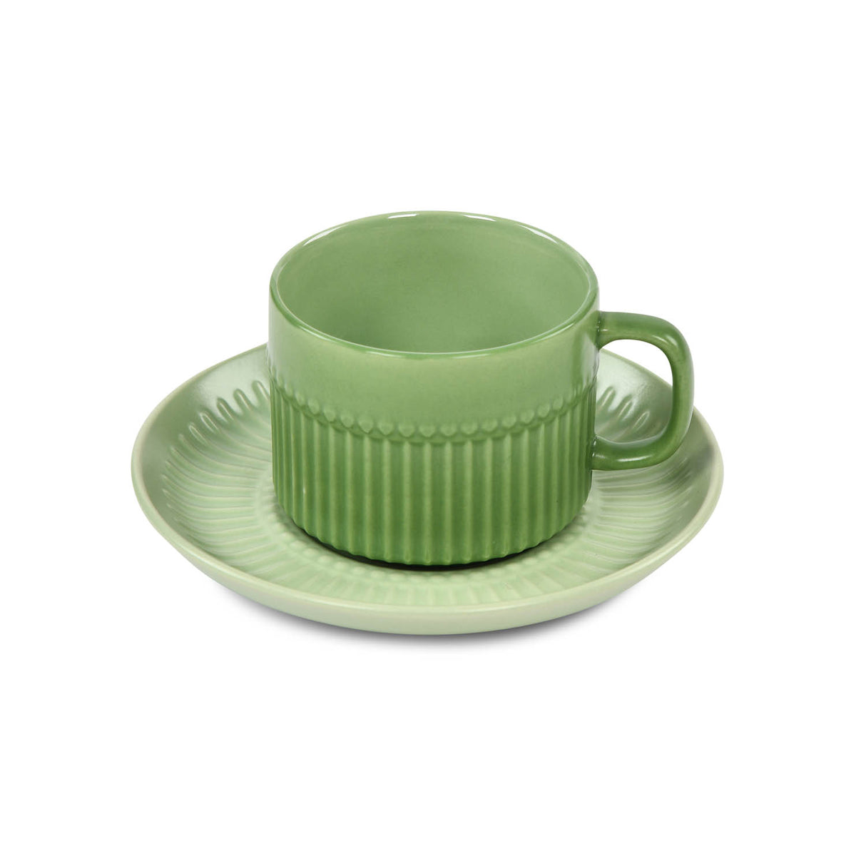 Porcelain Cup and Saucer Set of 6- Green