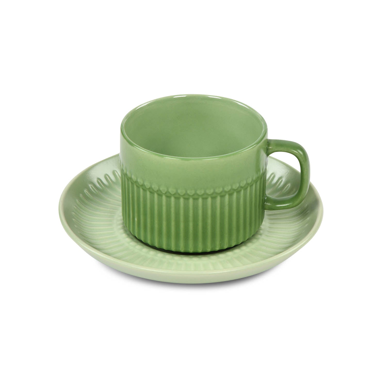 Porcelain Cup and Saucer Set of 6- Green
