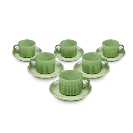Porcelain Cup and Saucer Set of 6- Green