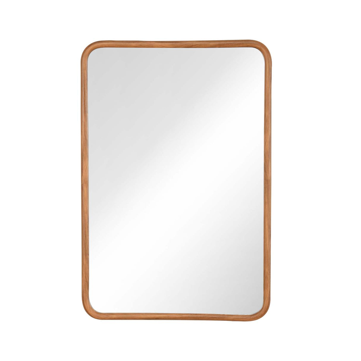 Rounded Edges Wall Mirror- Brown