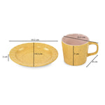 Porcelain Cup and Saucer Set of 6- Pink