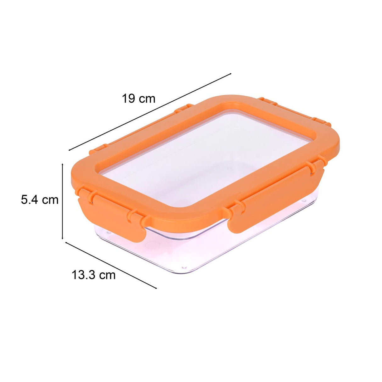 Multipurpose Airtight 600 ml Food Container- Transparent & Orange