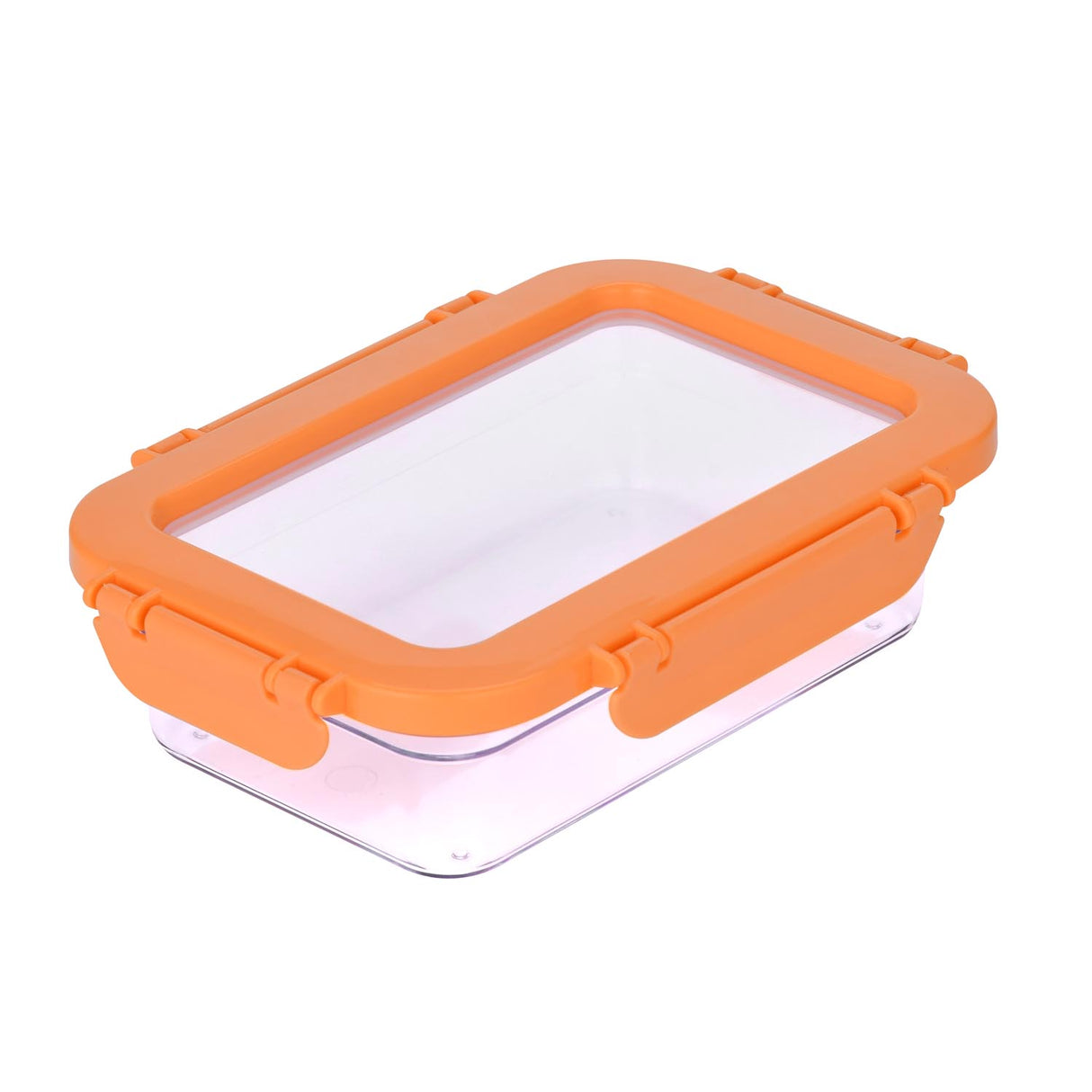 Multipurpose Airtight 600 ml Food Container- Transparent & Orange