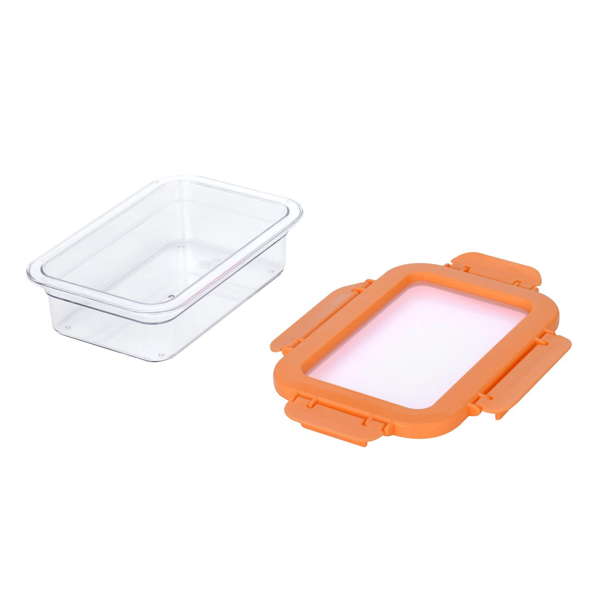 Multipurpose Airtight 600 ml Food Container- Transparent & Orange