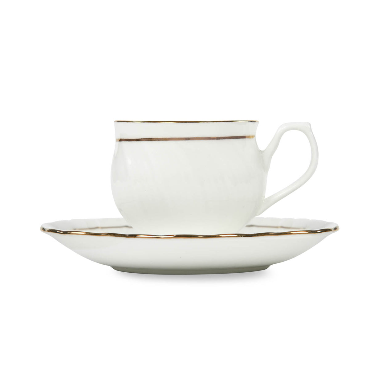 Porcelain Wave Design Cup & Saucer Set of 6- White