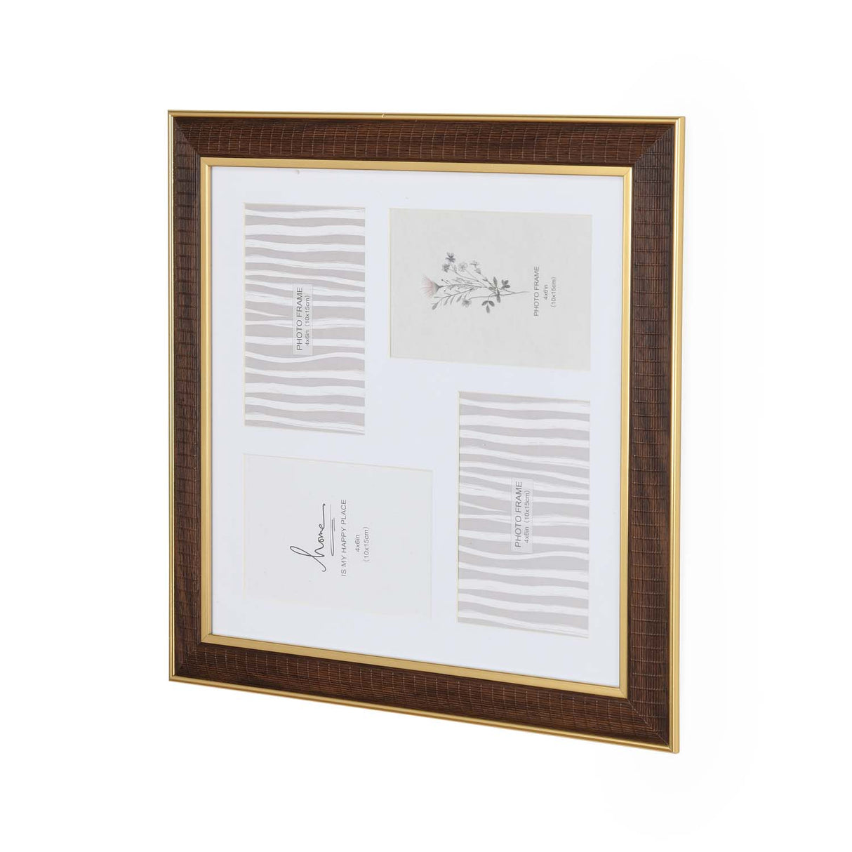 Four Pics Photo Frame- Brown, 4 x 6 Inch