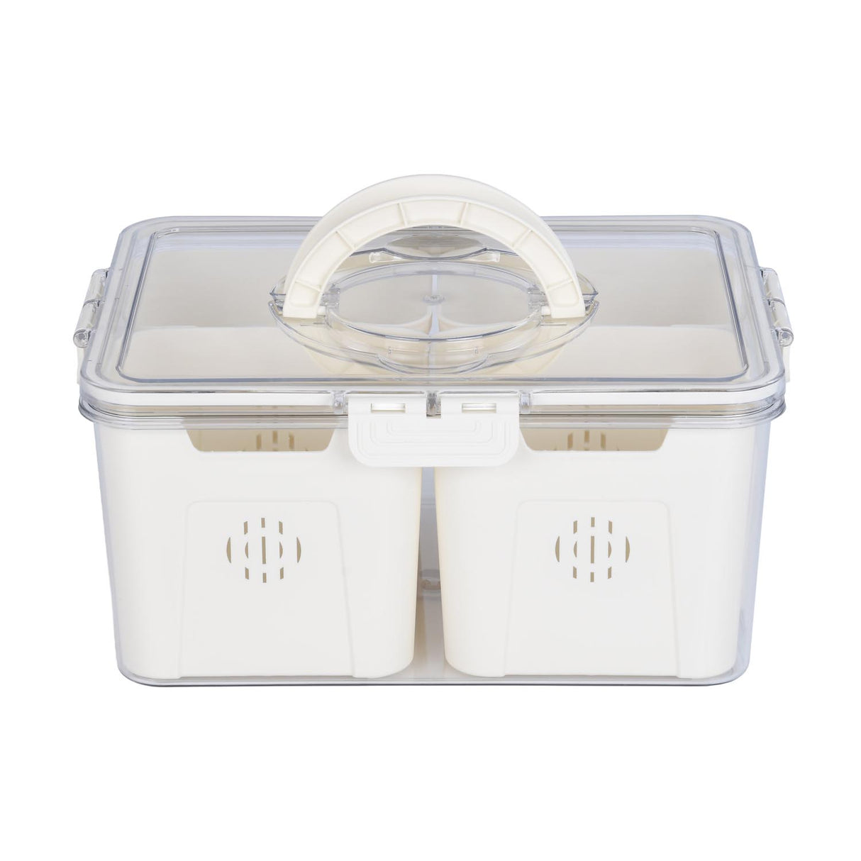 Rectangular 4 Compartment Storage Cannister- Cream