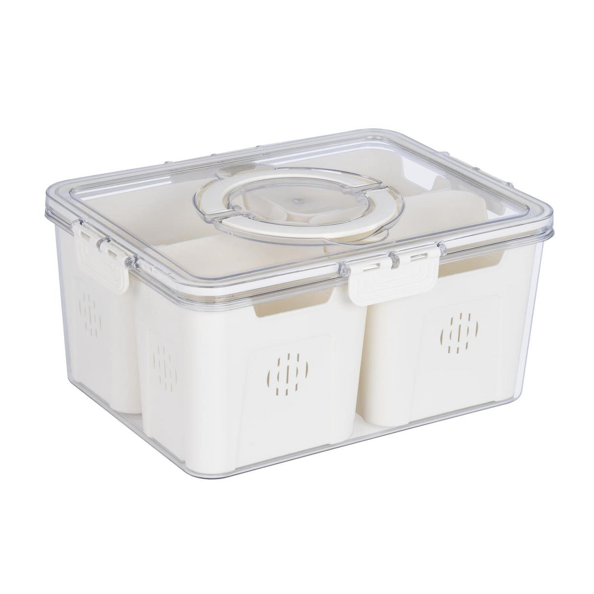 Rectangular 4 Compartment Storage Cannister- Cream