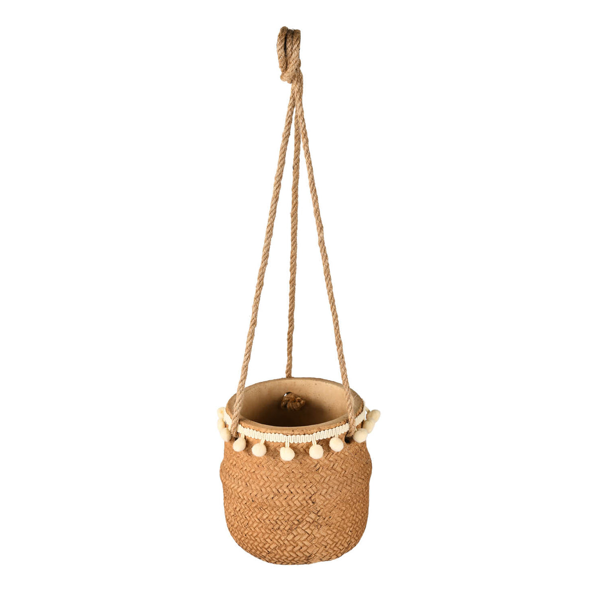 Boho Cement Planter with Tassels- Brown