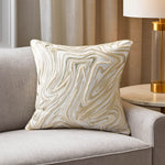 Abstract Heavy Pearl Polyester Cushion Cover- White