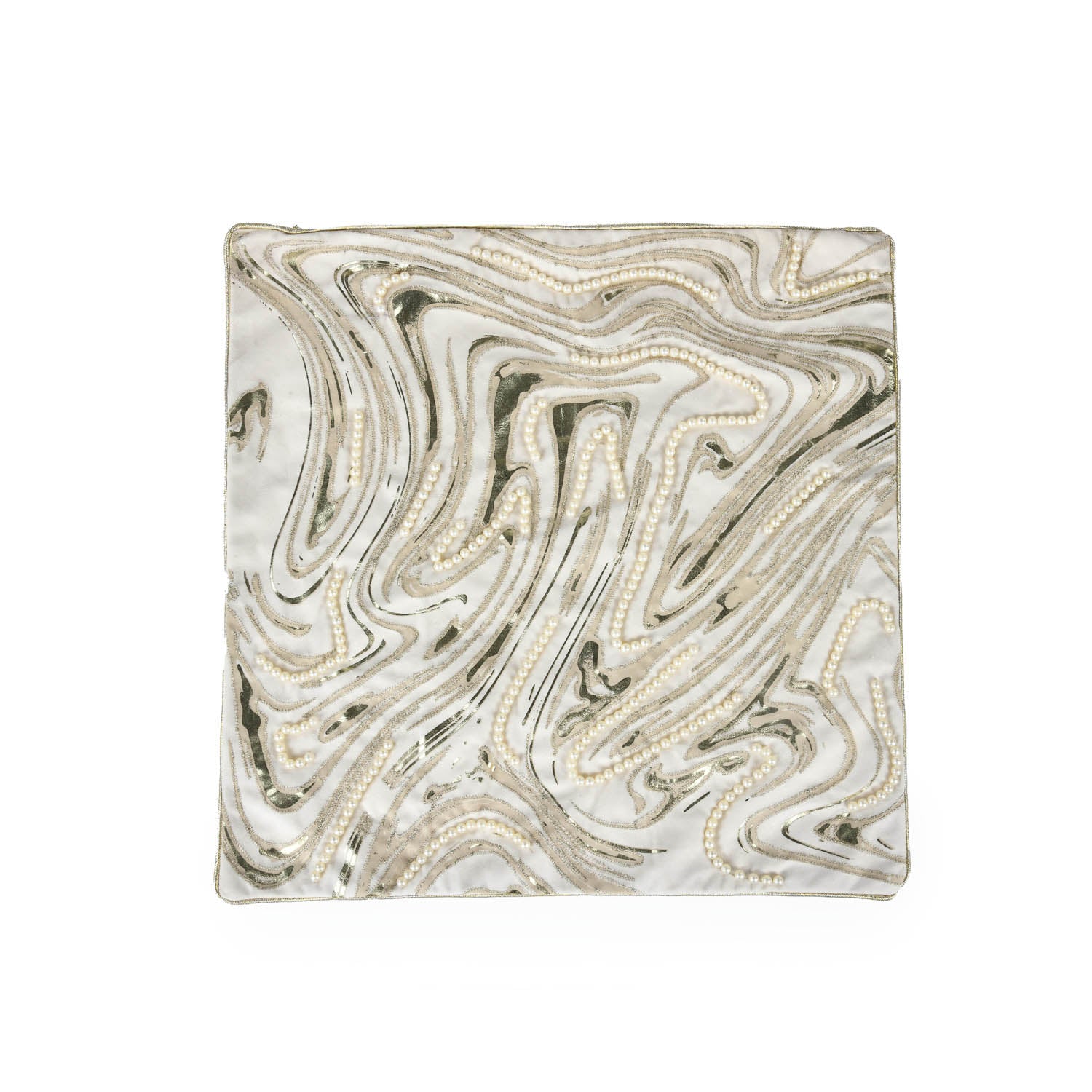 Abstract Heavy Pearl Polyester Cushion Cover- White