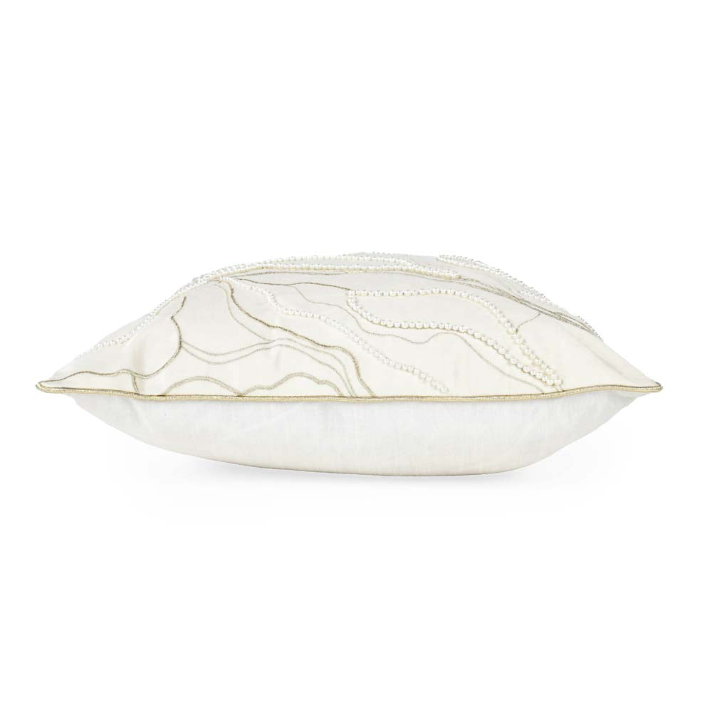 Abstract Pearl Design Polyester Cushion Cover- Off-white