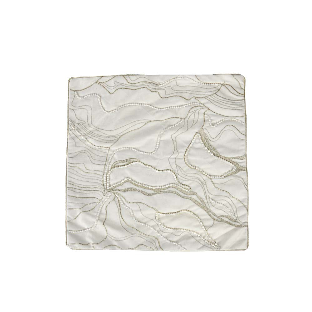 Abstract Pearl Design Polyester Cushion Cover- Off-white