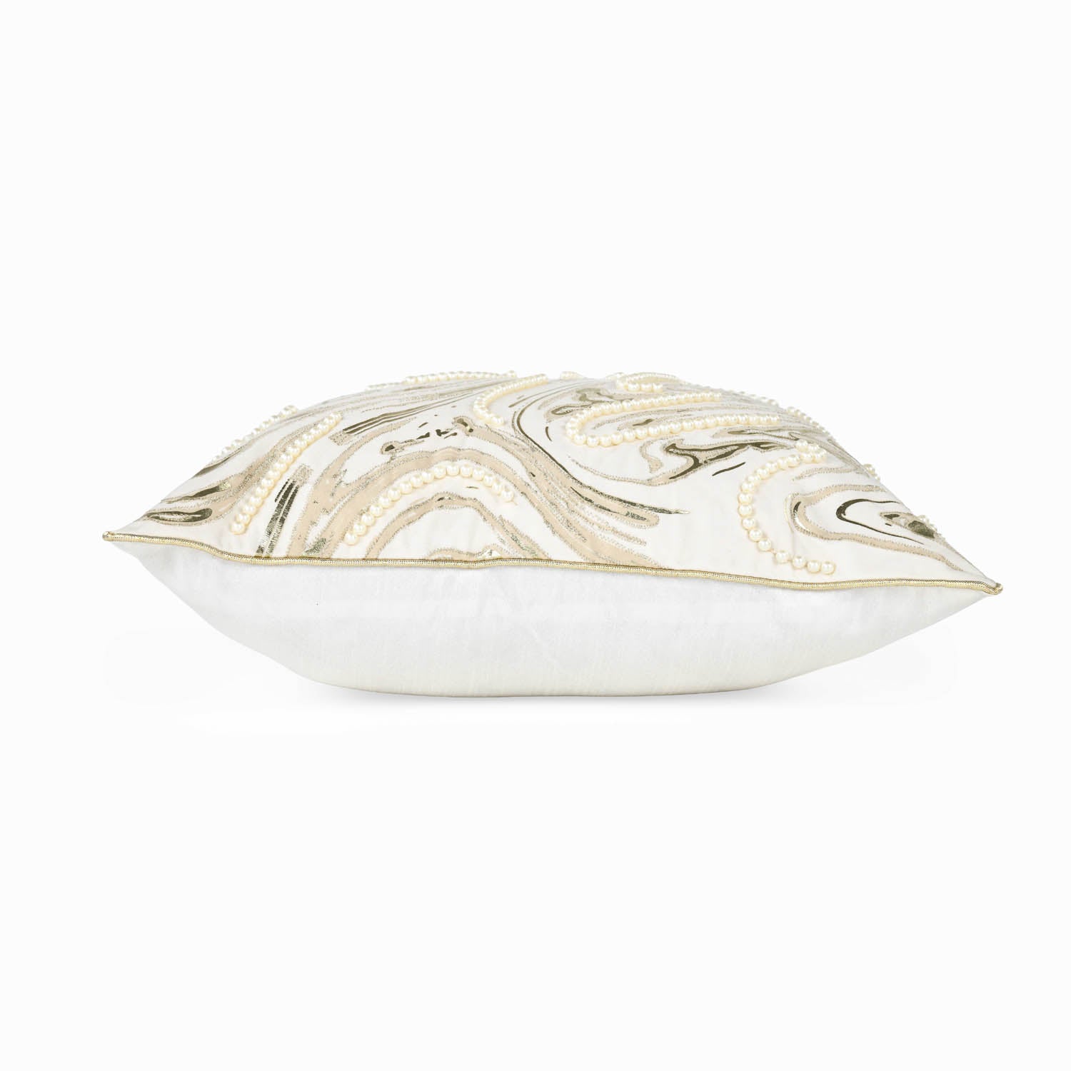 Abstract Heavy Pearl Polyester Cushion Cover- White