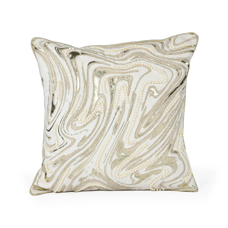 Abstract Heavy Pearl Polyester Cushion Cover- White