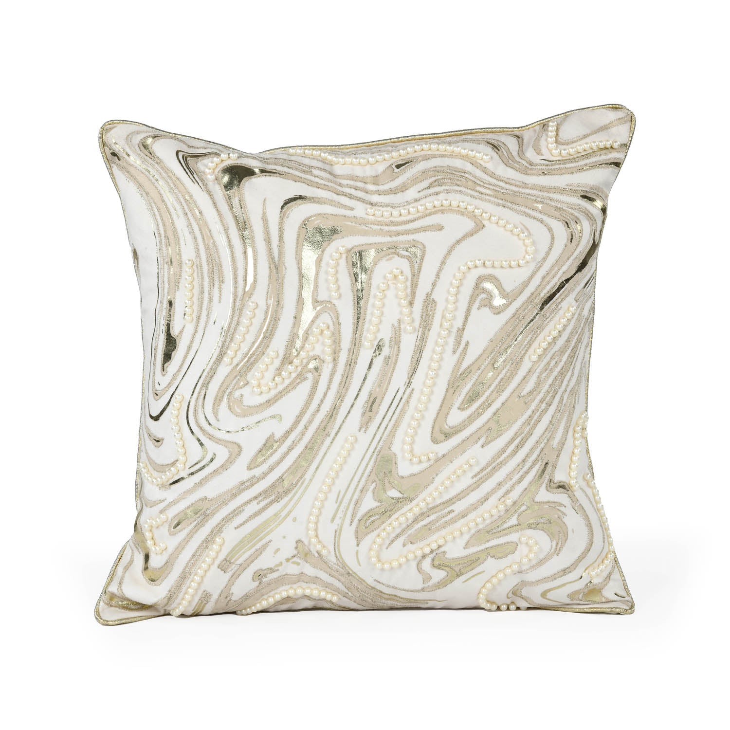 Abstract Heavy Pearl Polyester Cushion Cover- White