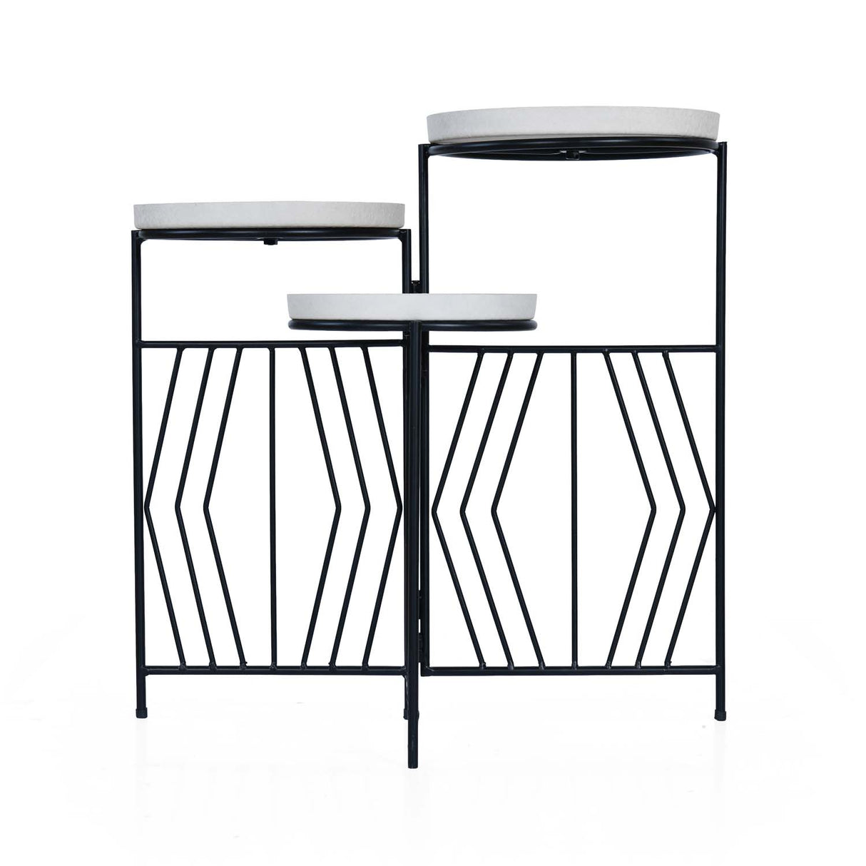 Nesting Iron Planter Stand- Ivory & Black
