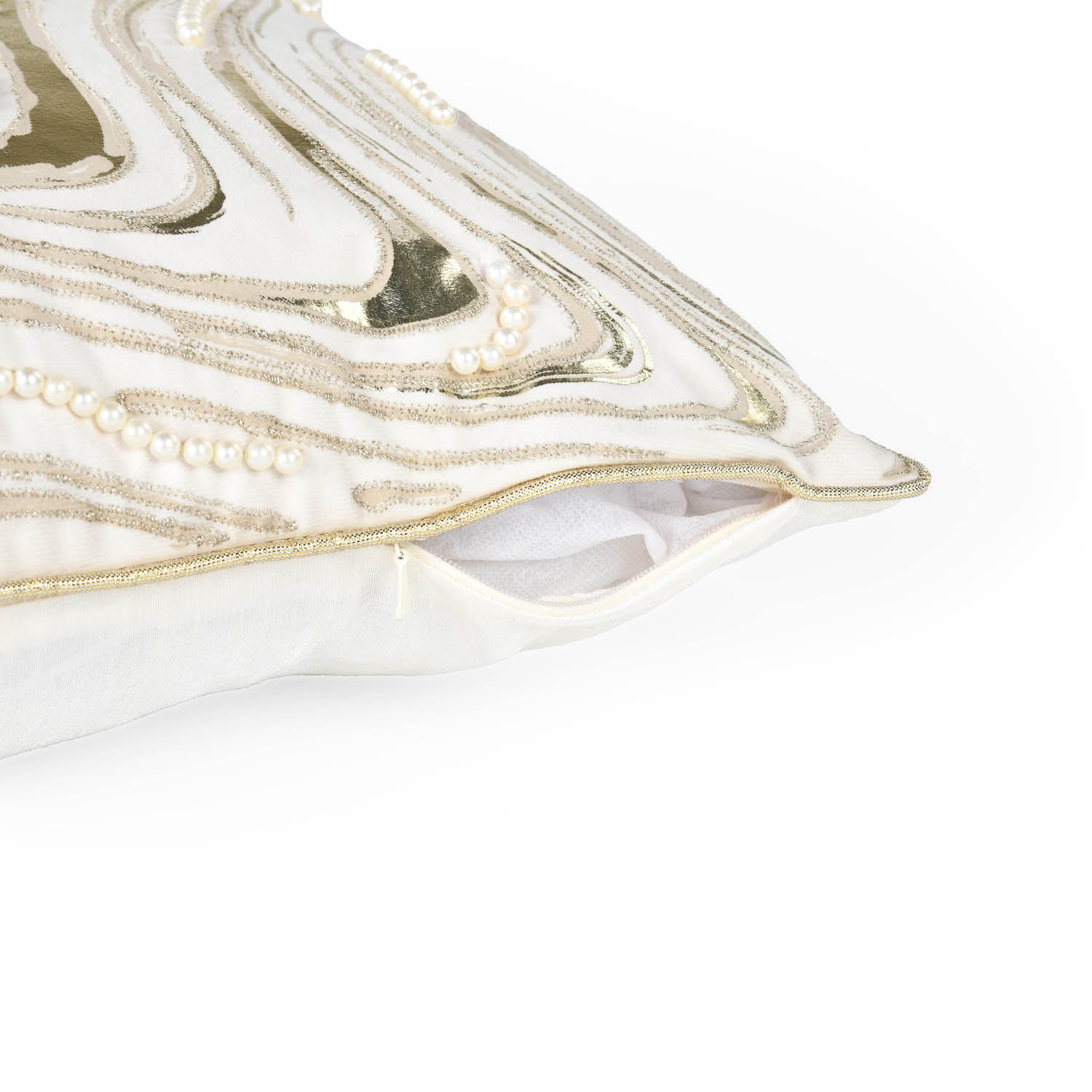 Abstract Heavy Pearl Polyester Cushion Cover- White