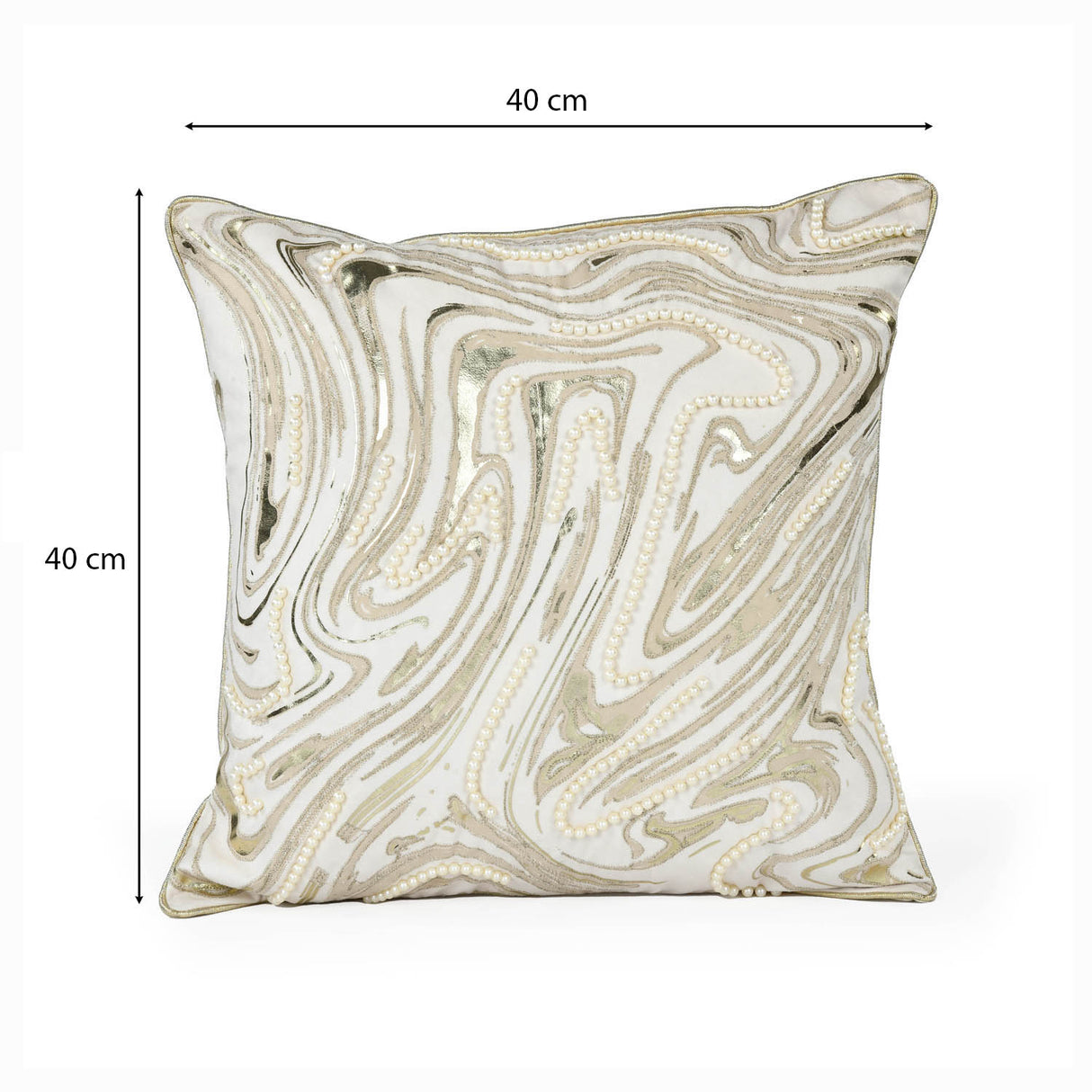 Abstract Heavy Pearl Polyester Cushion Cover- White