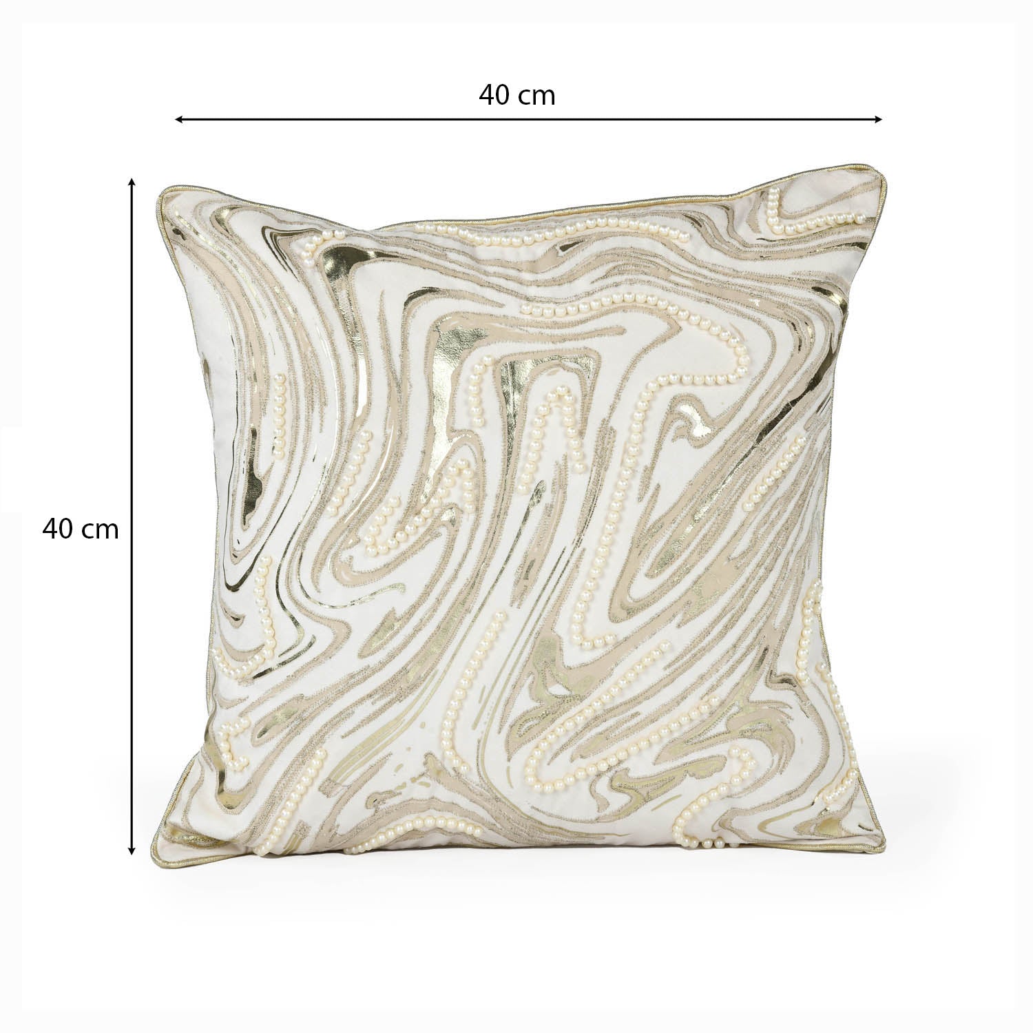 Abstract Heavy Pearl Polyester Cushion Cover- White