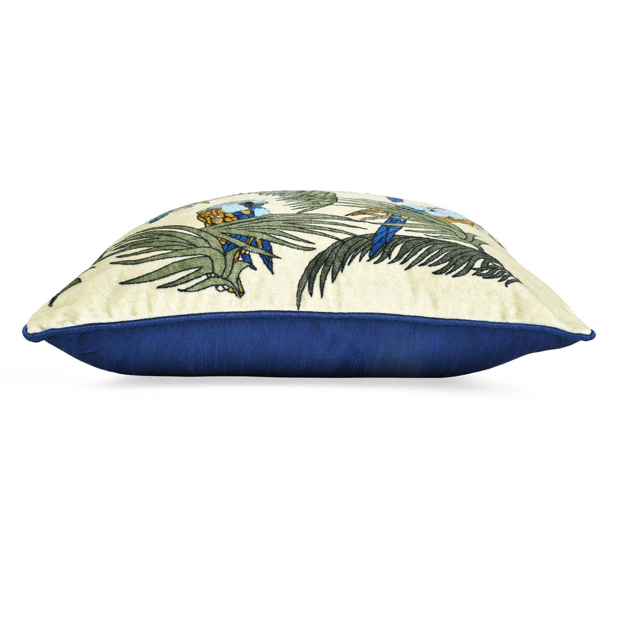 Tropical Bird Cotton & Viscose 16" x 16" Cushion Cover- Multicolor