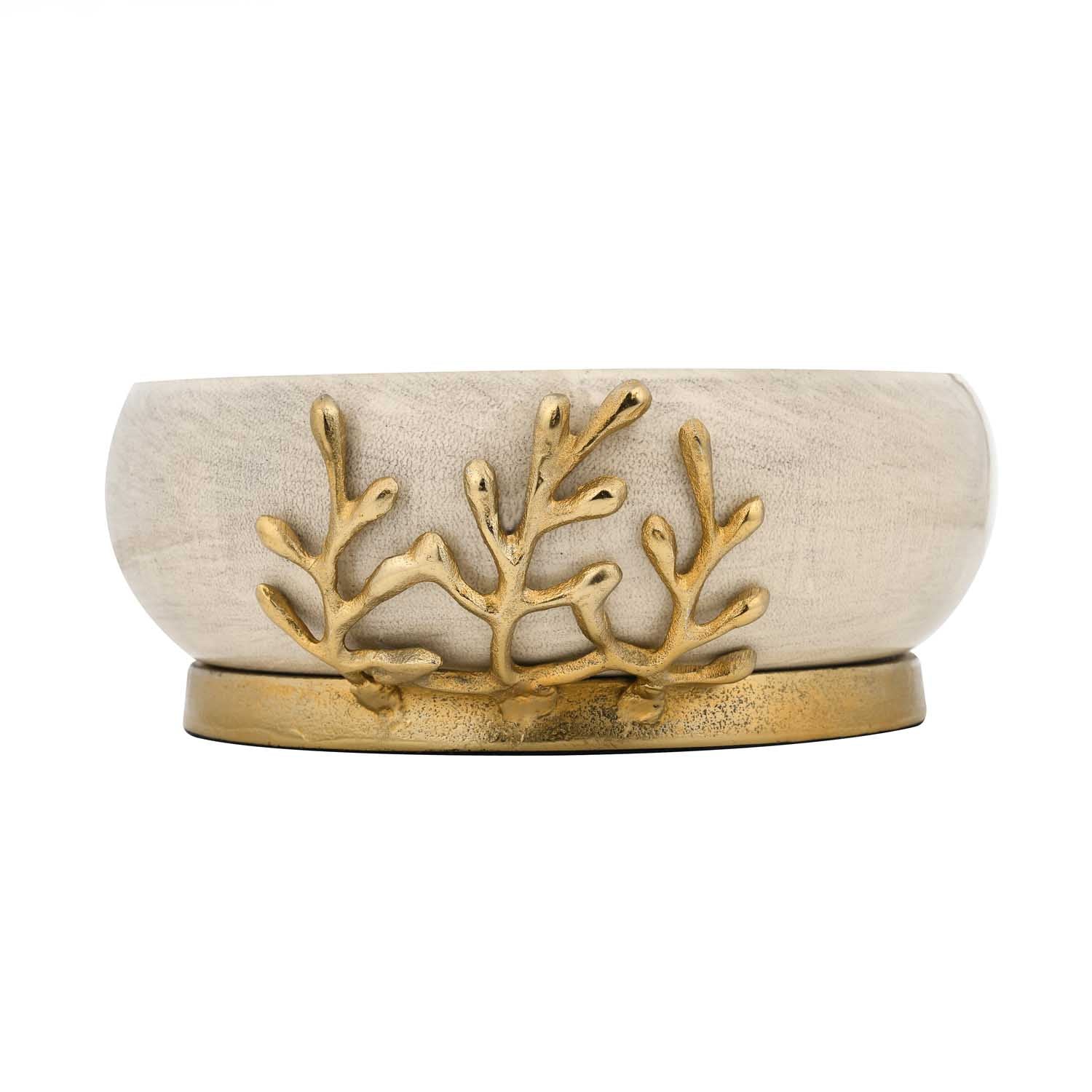 Decorative Urli with Golden Branch- Gold