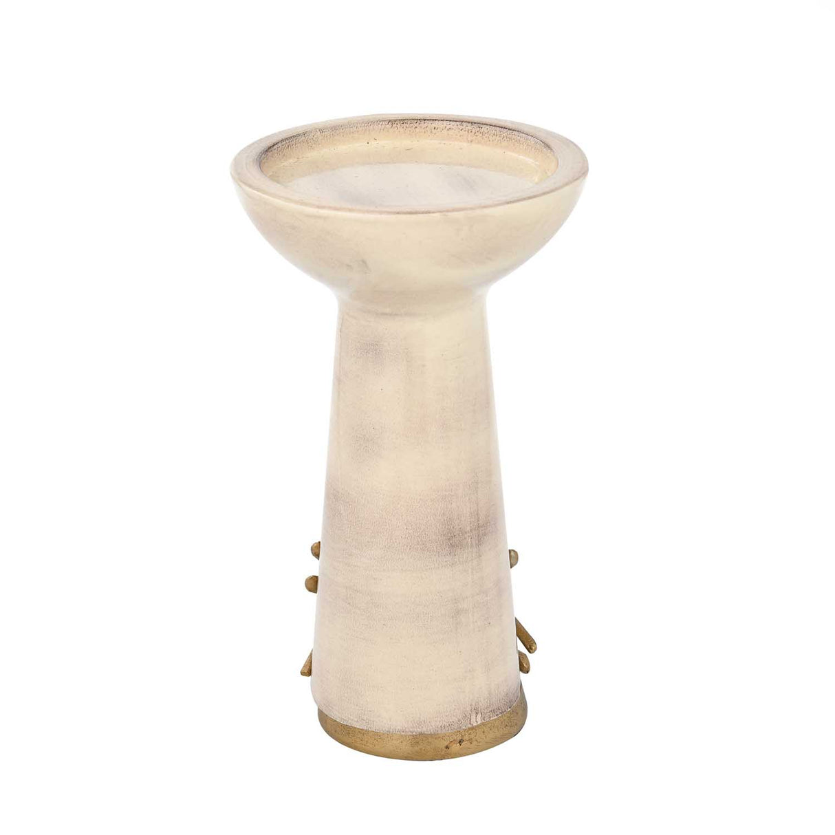 Decorative Candle Holder with Golden Branch Small - Beige and Gold