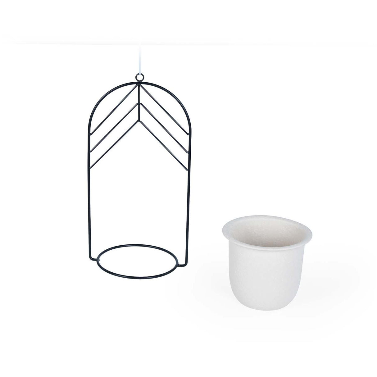 Elegant Dome Hanging Planter- Ivory & Black