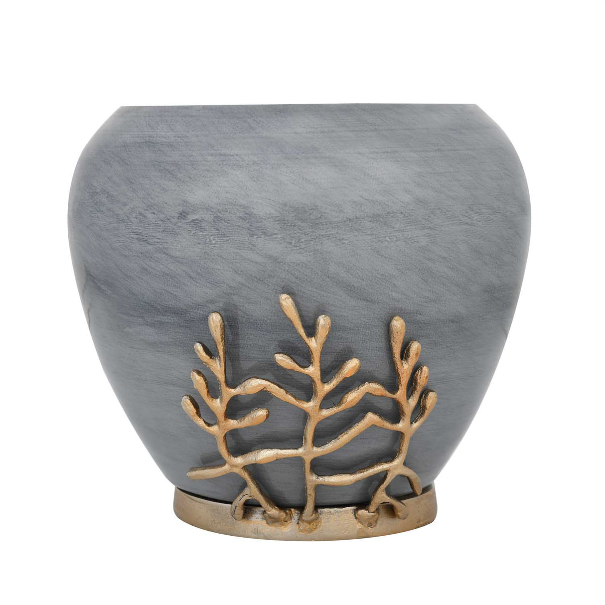 Decorative Broad Droplet Vase with Golden Branch Large - Gold