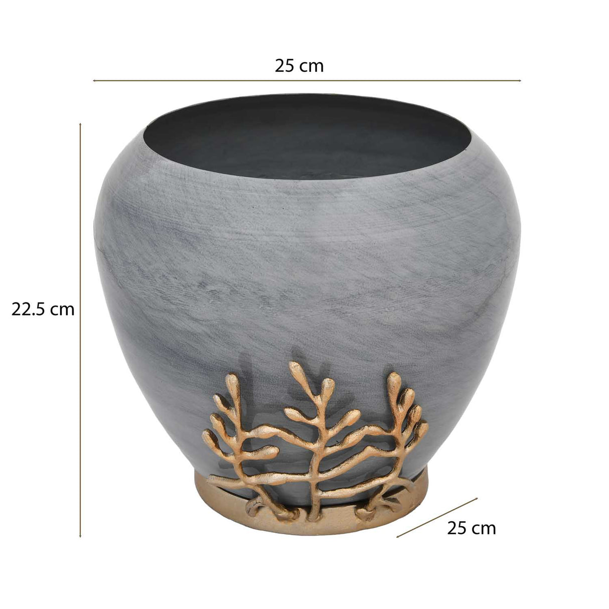 Decorative Broad Droplet Vase with Golden Branch Large - Gold