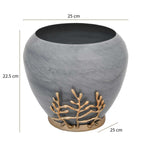 Decorative Broad Droplet Vase with Golden Branch Large - Gold