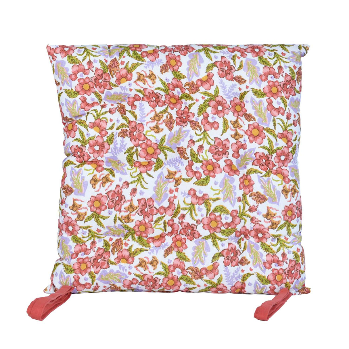 Floral Cotton Chair Pad- Multicolor