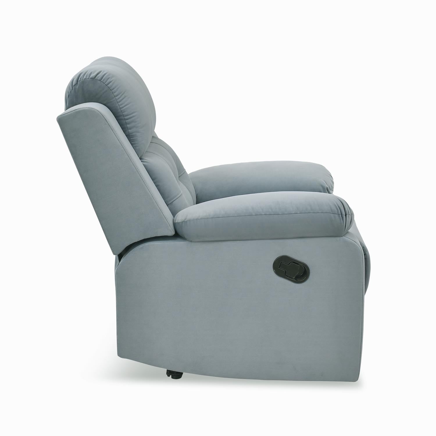 Derik 1 Seater Manual Recliner Sofa- Metallic Grey