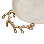 Oval Serving Platter with Golden Branch Handle Large- Beige and Gold