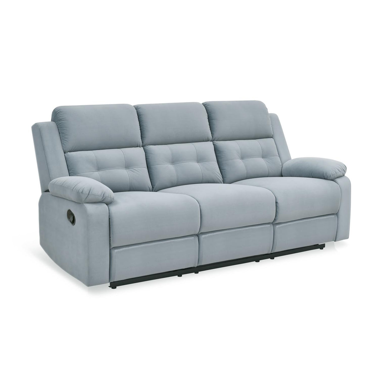 Derik 3 Seater Manual Recliner Sofa- Metallic Grey - Slight Side View