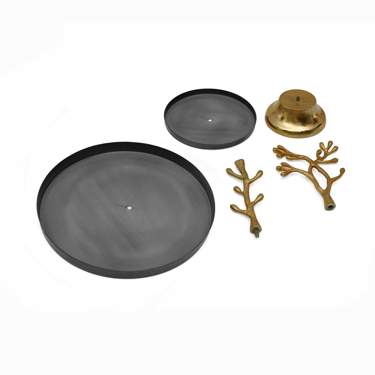 2 Tier Pastry Serving Stand With Golden Branch- Grey and Gold