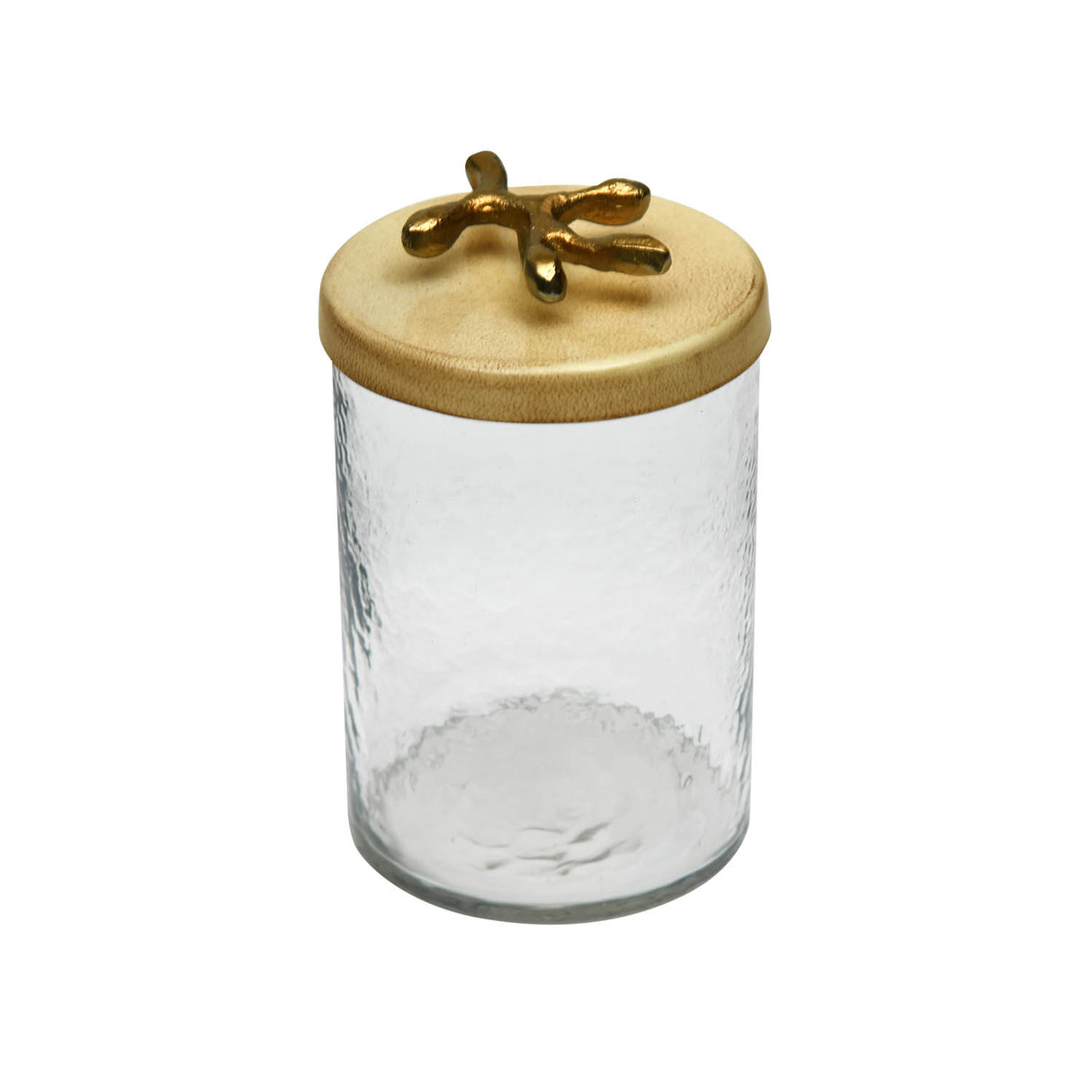 Glass Serving Jar with Golden Branch Large- Beige and Gold