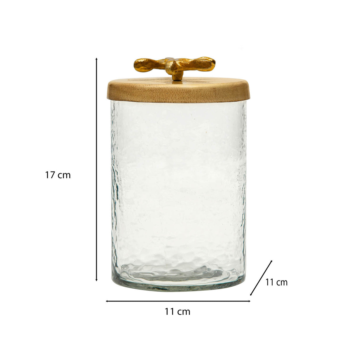 Glass Serving Jar with Golden Branch Large- Beige and Gold
