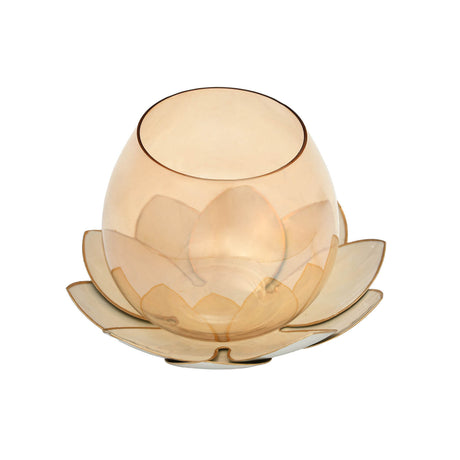 Decorative Lotus Votive Candle Stand- Pearl Gold